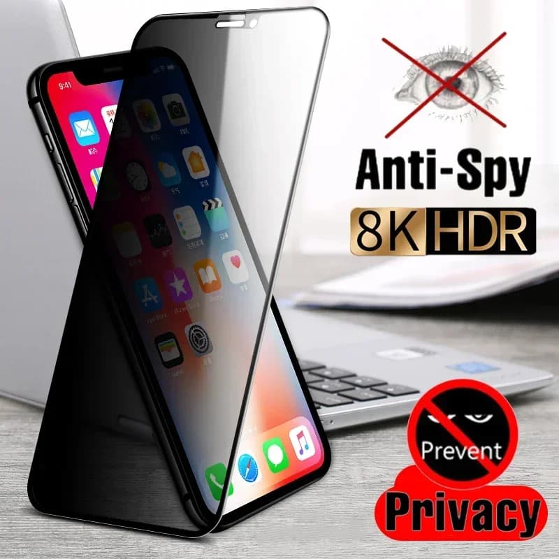 Szkło Anti-Spy. Ochrona ekranu dla: iPhone 11 12 13 14 15 16 (Pro, Max, Plus).